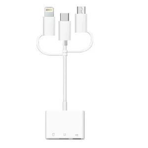 3 in 1 Micro USB And Type-C to TF & SD Korttilukija