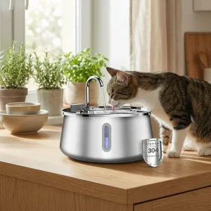 4 litran ruostumaton teräsvesiautomaatti kissoille – maksimaalinen hygienia