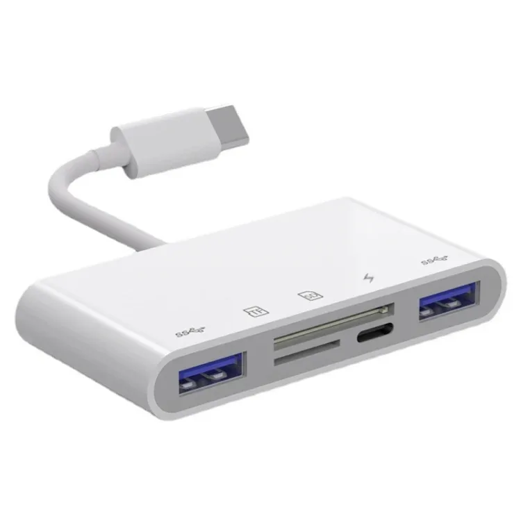 5 in 1 USB-C Male to SD / TF / 2xUSB / Type-C