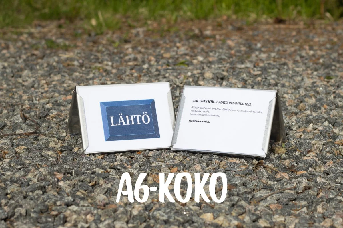 A6-kokoiset rally-tokon kylttitelineet