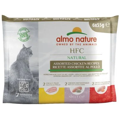 Almo Nature HFC Natural Pouch 6 x 55 g kanalajitelma (3 makua)