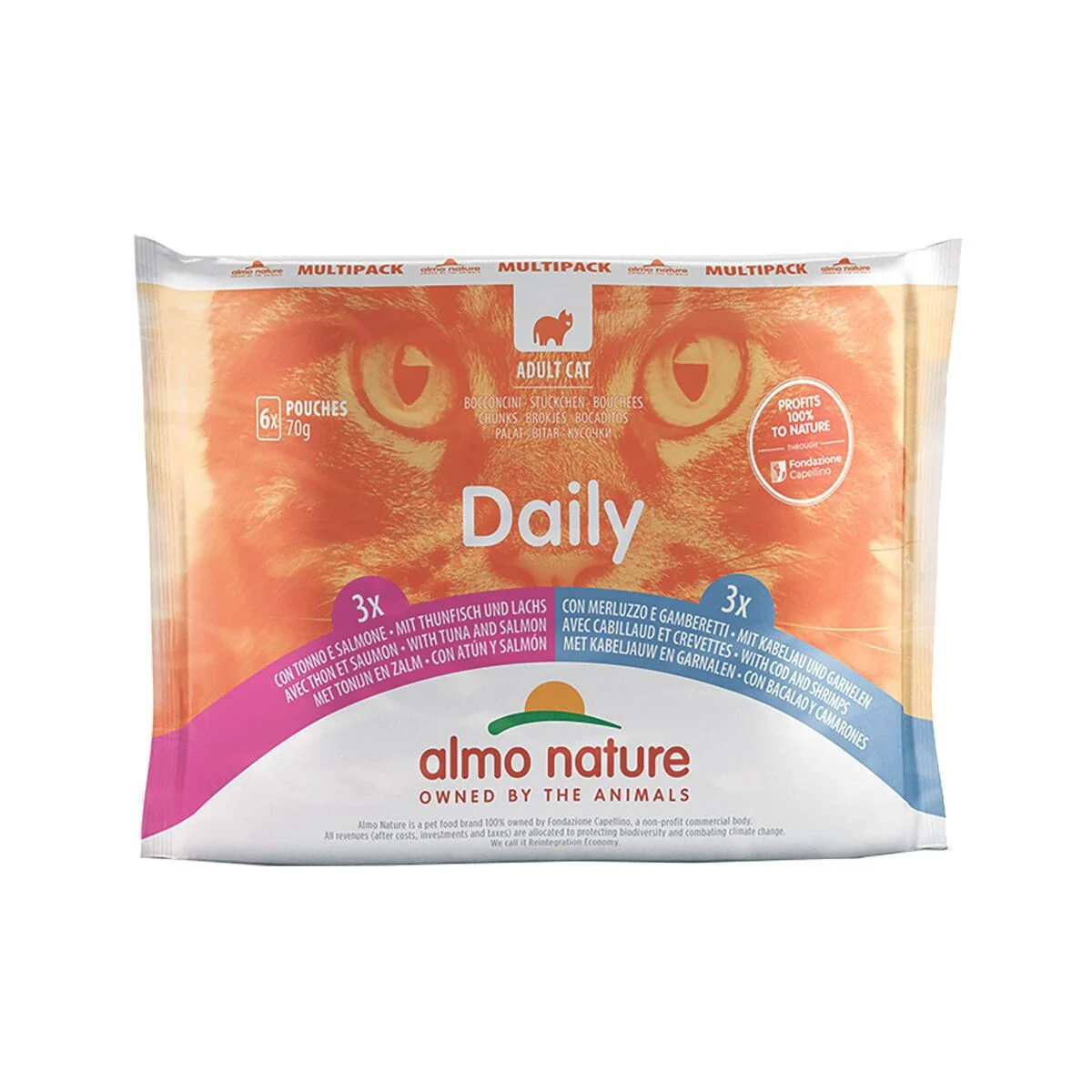 Almo Nature Multipack tonnikala & lohi – turska & katkarapu 6x70g