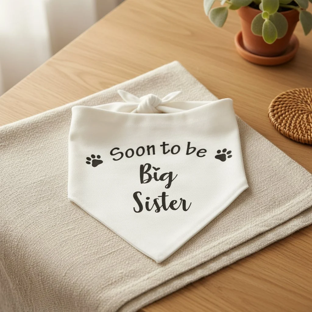 Bandana “Bientôt frère ou soeur” koirille
