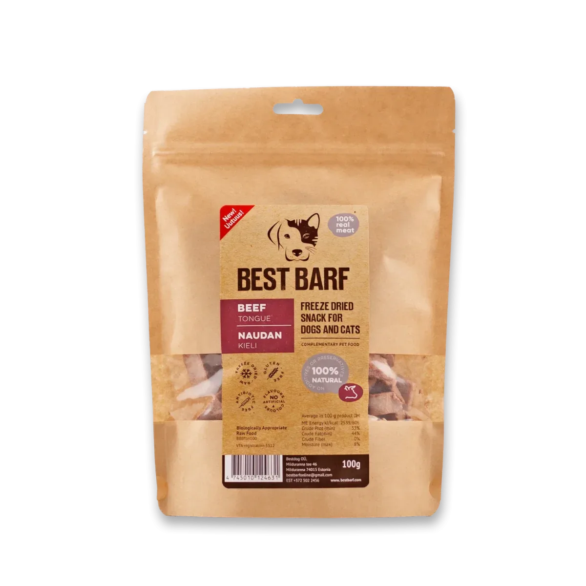 Best Barf Naudan kieli 100g, pakastekuivattu