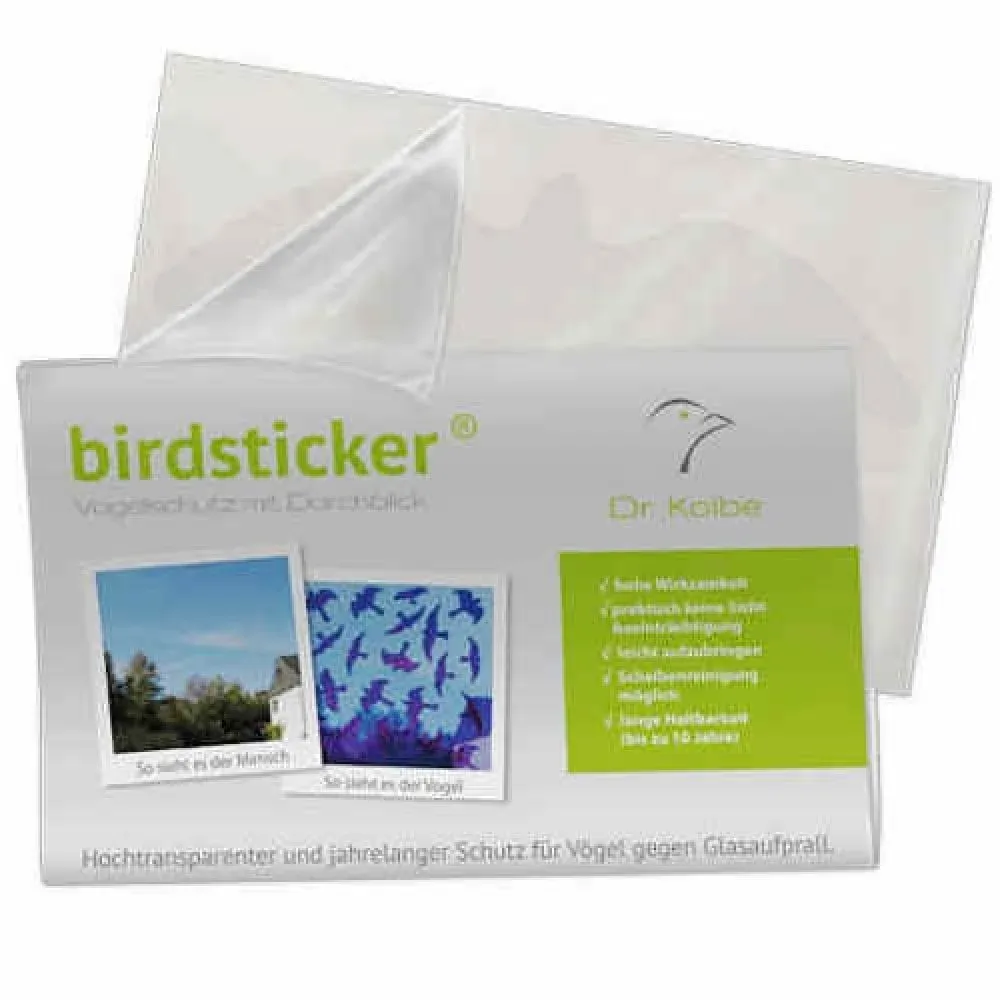 Birdsticker‐Set Dr. Kolbe – 5 läpinäkyvää uv-tarraa – UV-vaikutus jopa 10 vuotta!