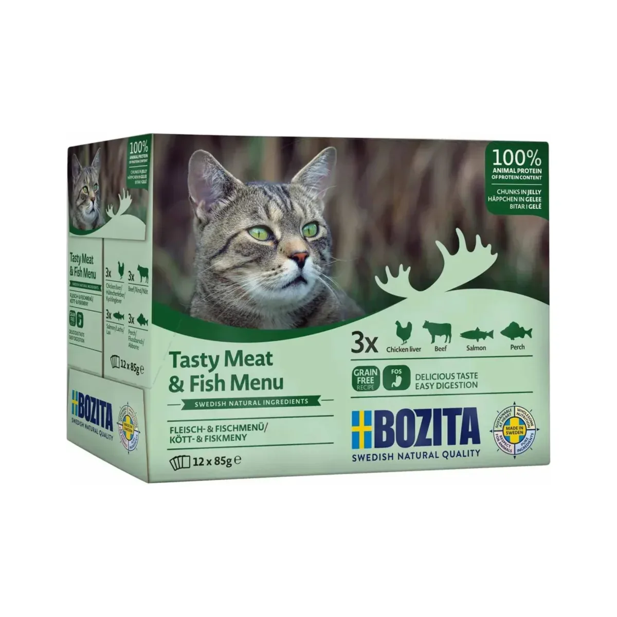 Bozita Feline liha- ja kalajitelma hyytelössä 12 x 85 g multipack