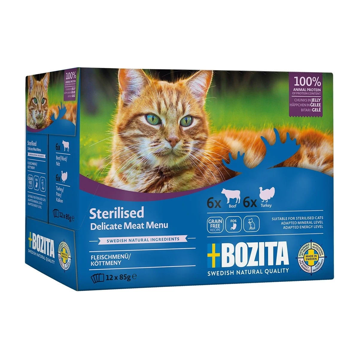 Bozita Indoor & Sterilised lihalajitelma hyytelössä 12×85 g