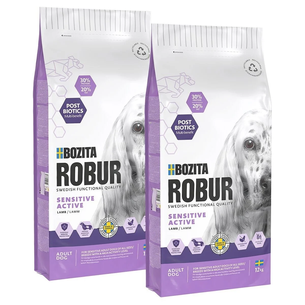 Bozita Robur Sensitive Grain Free Active 2×12 kg