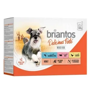 Briantos Delicious Paté -säästöpakkaus 48 x 100 g lajitelma (kana, nauta & lohi)
