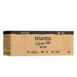 Briantos Delicious Paté -säästöpakkaus 44 x 100 g lajitelma (kana, nauta & lohi)