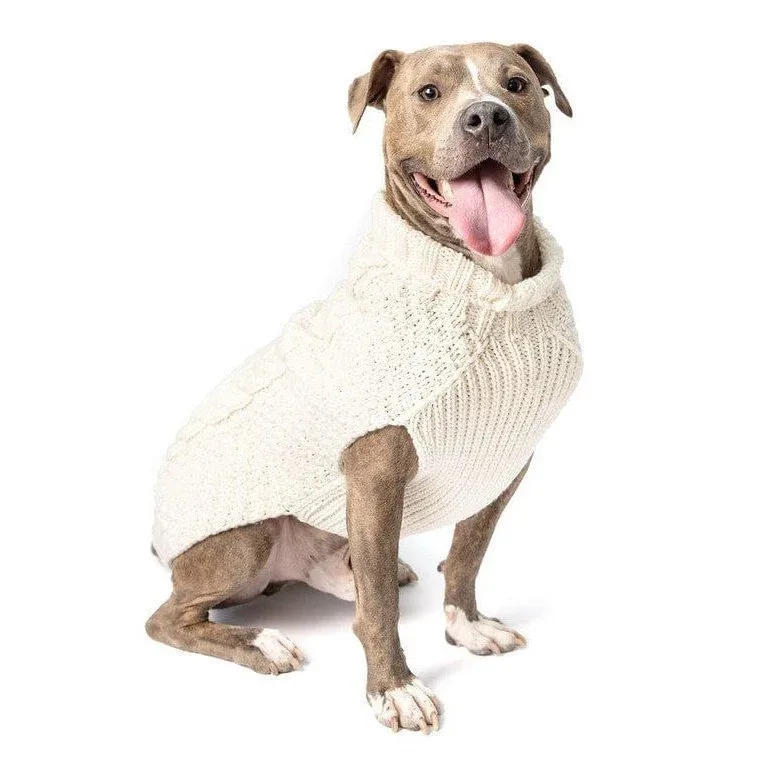 Cable Knit villaneulepusero – Luonnonvalkoinen