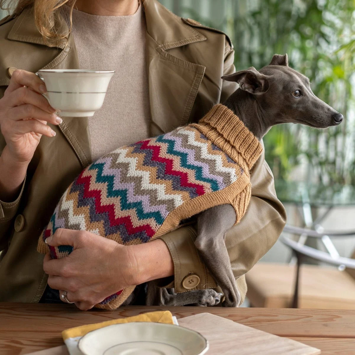 Camel Chevron Knit alpakkaneule koirille