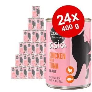 Cosma Asia hyytelössä -säästöpakkaus 24 x 400 g lajitelma, 2 makua