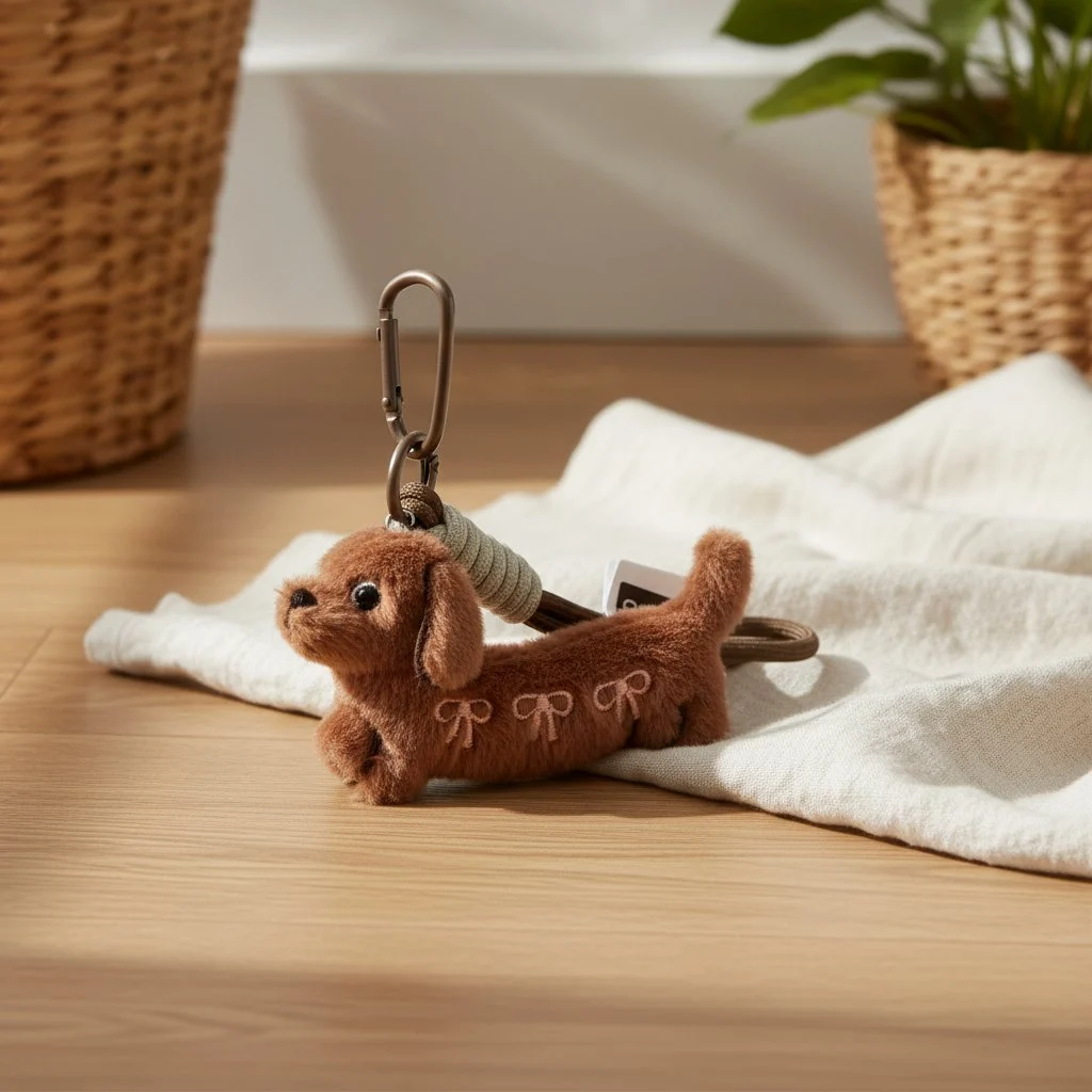Design-pehmolelu, dachshund-avaimenperä