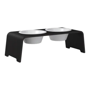 dogBar® Classic korotettu ruokakuppiteline – Tumma tammi