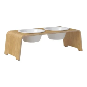 dogBar® Classic korotettu ruokakuppiteline – Vaalea tammi