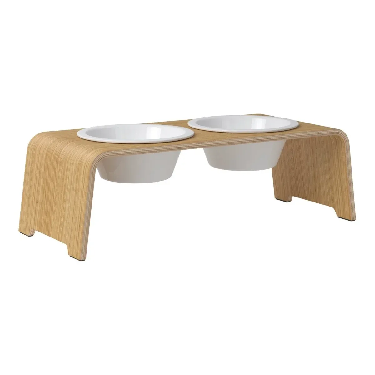 dogBar® Classic korotettu ruokakuppiteline – Vaalea tammi