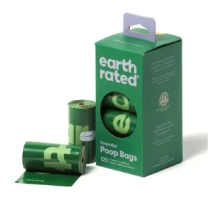 Earth Rated koiran jätesäkkirullat 8 rullaa, 15 pussia, laventeli (120 pussia)