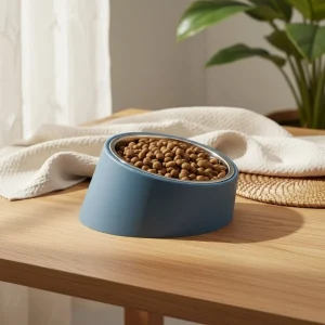 Ergonominen ruostumattomasta teräksestä valmistettu ruokakuppi pienille koirille