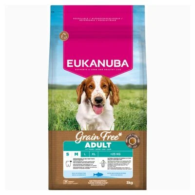 Eukanuba Grain Free Adult Small & Medium merikala 3 kg