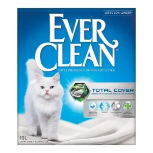 Ever Clean® Total Cover -kissanhiekka, paakkuuntuva - hajustamaton 10 l