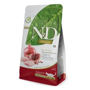 Farmina N&D Grain Free kana ja granaattiomena steriloiduille kissoille Economy-pakkaus: 2 x 5 kg