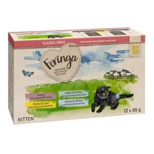 Feringa Classic Meat -ateria Kitten Pouches 12 x 85 g lajitelma 1: kalkkuna, kana & vasikka, kani & kana, lohi & kana