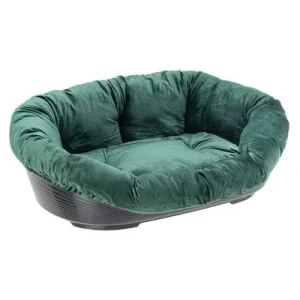 Ferplast Siesta Deluxe -lemmikinkori musta + Sofà-päällinen vihreä sametti Setti koko 4: P 64 x L 48 x K 25 cm