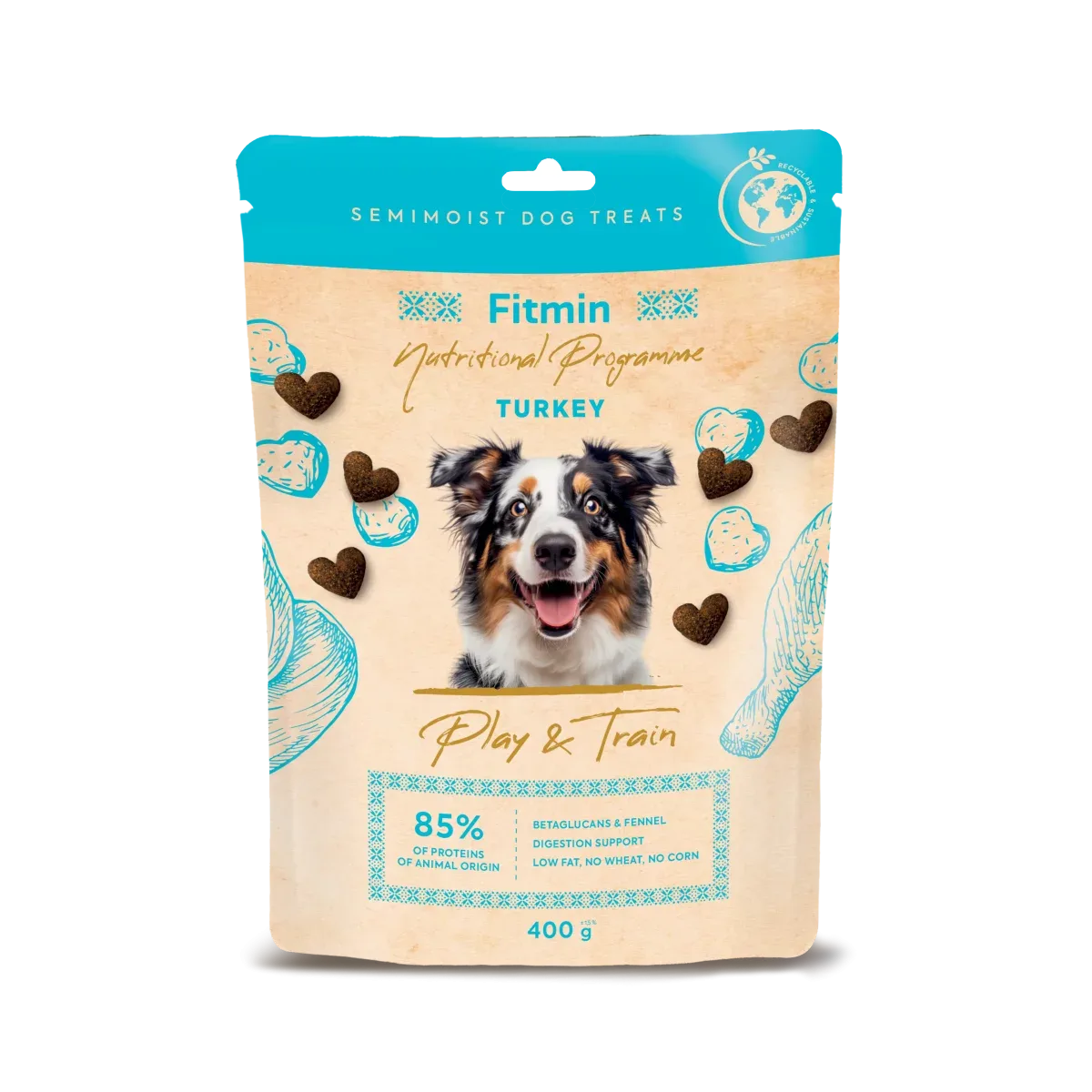 FITMIN NP Play and Train Turkey Dog Treats 400g