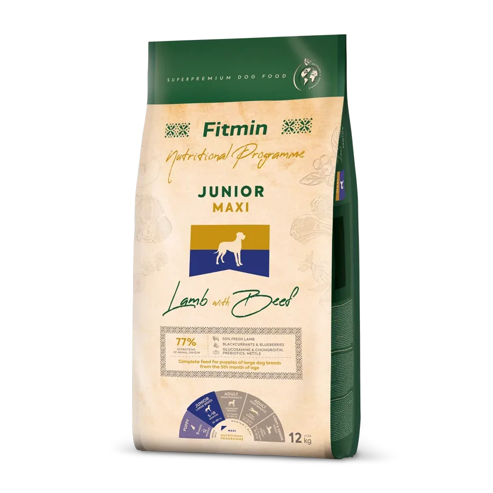 FITMIN Nutritional Program Maxi Junior Lamb with Beef 12kg