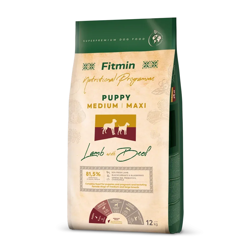 FITMIN Nutritional Program Medium/Maxi Puppy Lamb with Beef 12kg