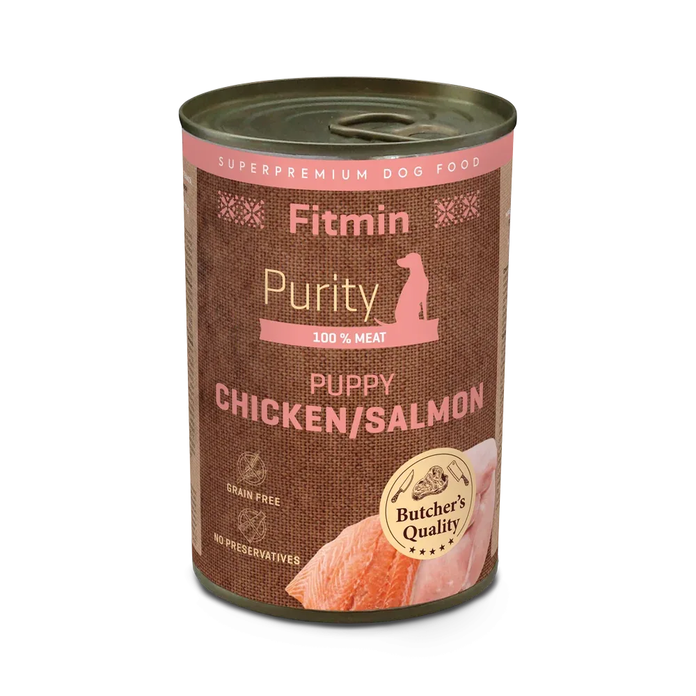 Fitmin Purity koiran säilykeruoka PUPPY lohi ja kana 400 g