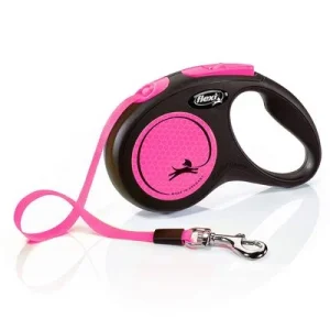 flexi New Neon -nauhatalutin pinkki, 5 m S: max 15 kg