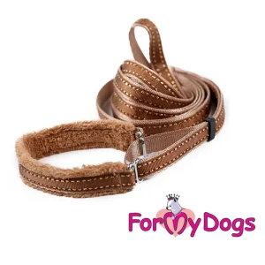 For My Dogs yhdistelmä talutin pehmopannalla, ruskea