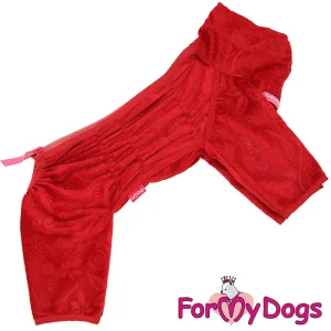 ForMyDogs kevyt velour haalari, punainen