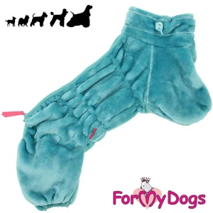 ForMyDogs lämmin haalari tyttökoiralle, vaalea petroolinsininen