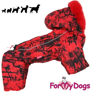 ForMyDogs lämmin talvihaalari tyttö koiralle, punainen