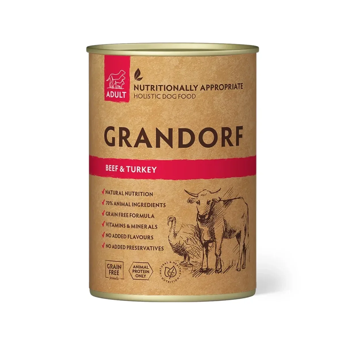 GRANDORF Adult Märkäruoka, Nauta ja Kalkkuna 400g