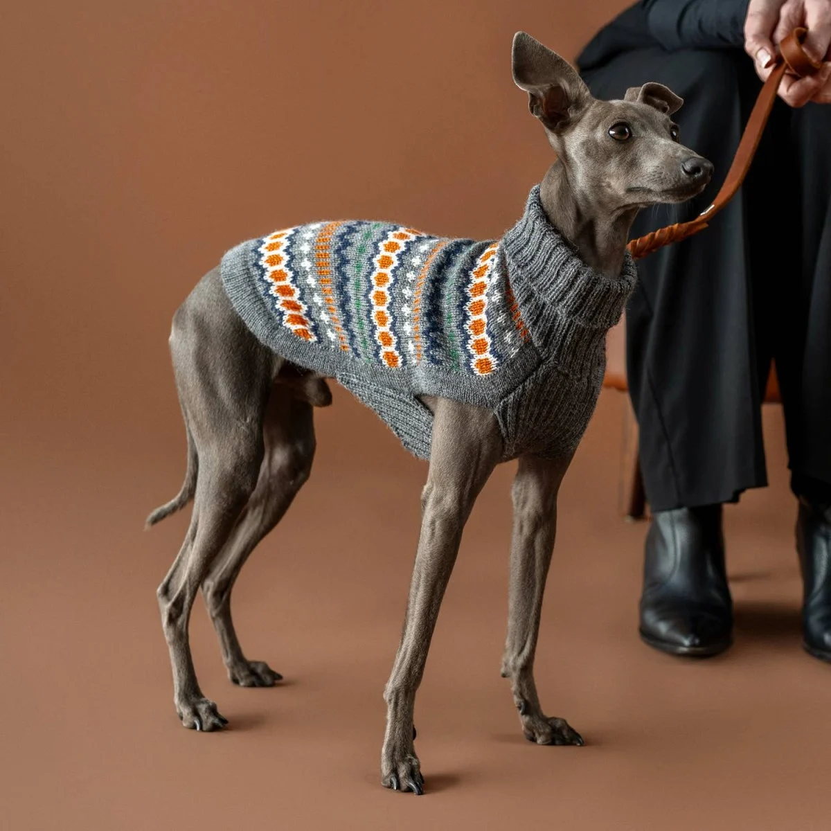 Grey Hexagon Knit koiran alpakkaneule