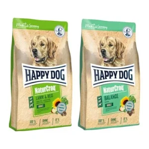 Happy Dog Natur -säästösekoitus: 2 x 15 kg mix: 15 kg Lamb & Rice + 15 kg Balance