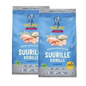 Hau-Hau Champion Kana, riisi ja kaura suurille koirille 2x12kg