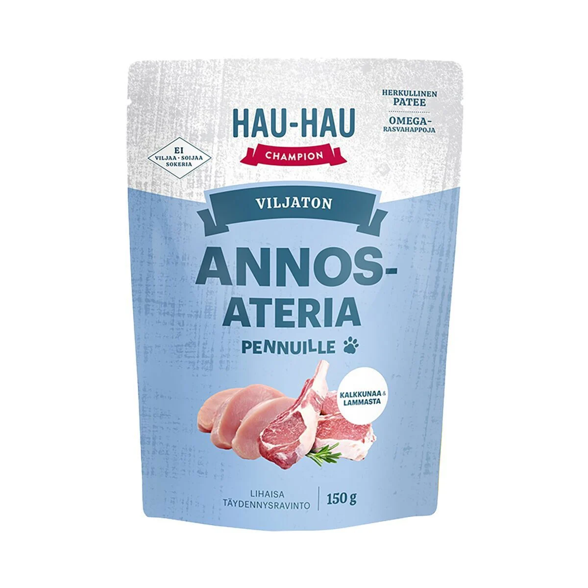Hau-Hau Champion Viljaton ateria pennuille kalkkuna-lammas 150 g