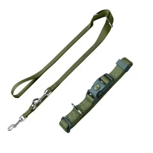 HUNTER London: kaulapanta + talutushihna, oliivinvihreä Vario Basic M-koko + hihna 200 cm / 10 mm