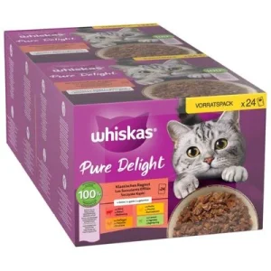 Jumbo pakkaus Whiskas Pure Delight annospussit 96 x 85 g Klassinen ragu hyytelössä