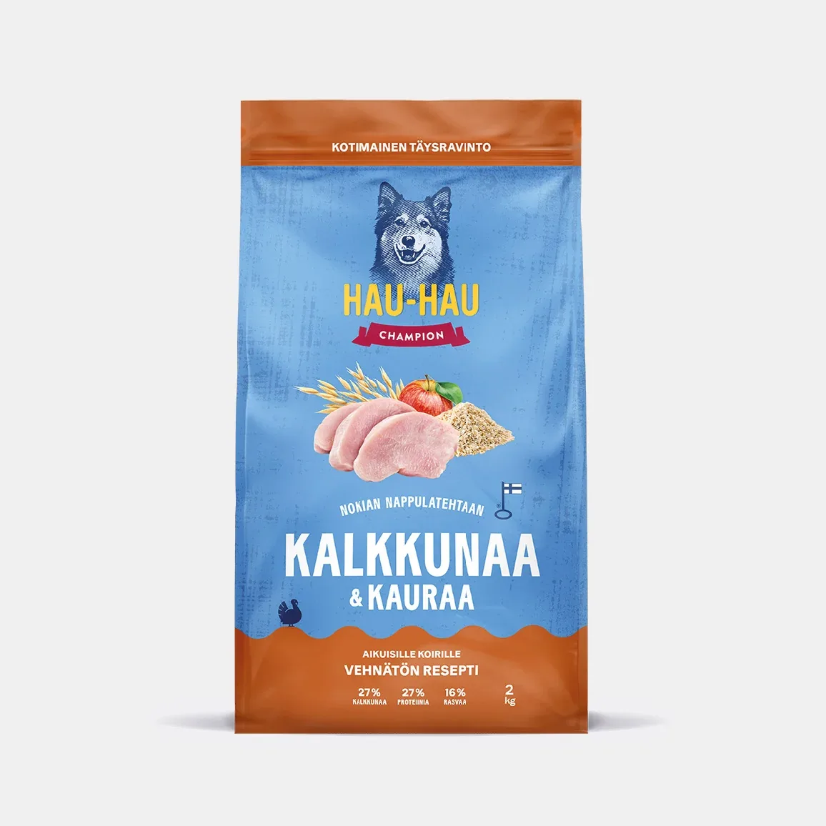 Kalkkunaa ja kauraa kotimainen koiran kuivaruoka 12 kg säästöpakkaus