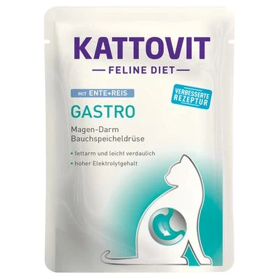 Kattovit Feline Gastro Pouch 24 x 85 g ankka & riisi