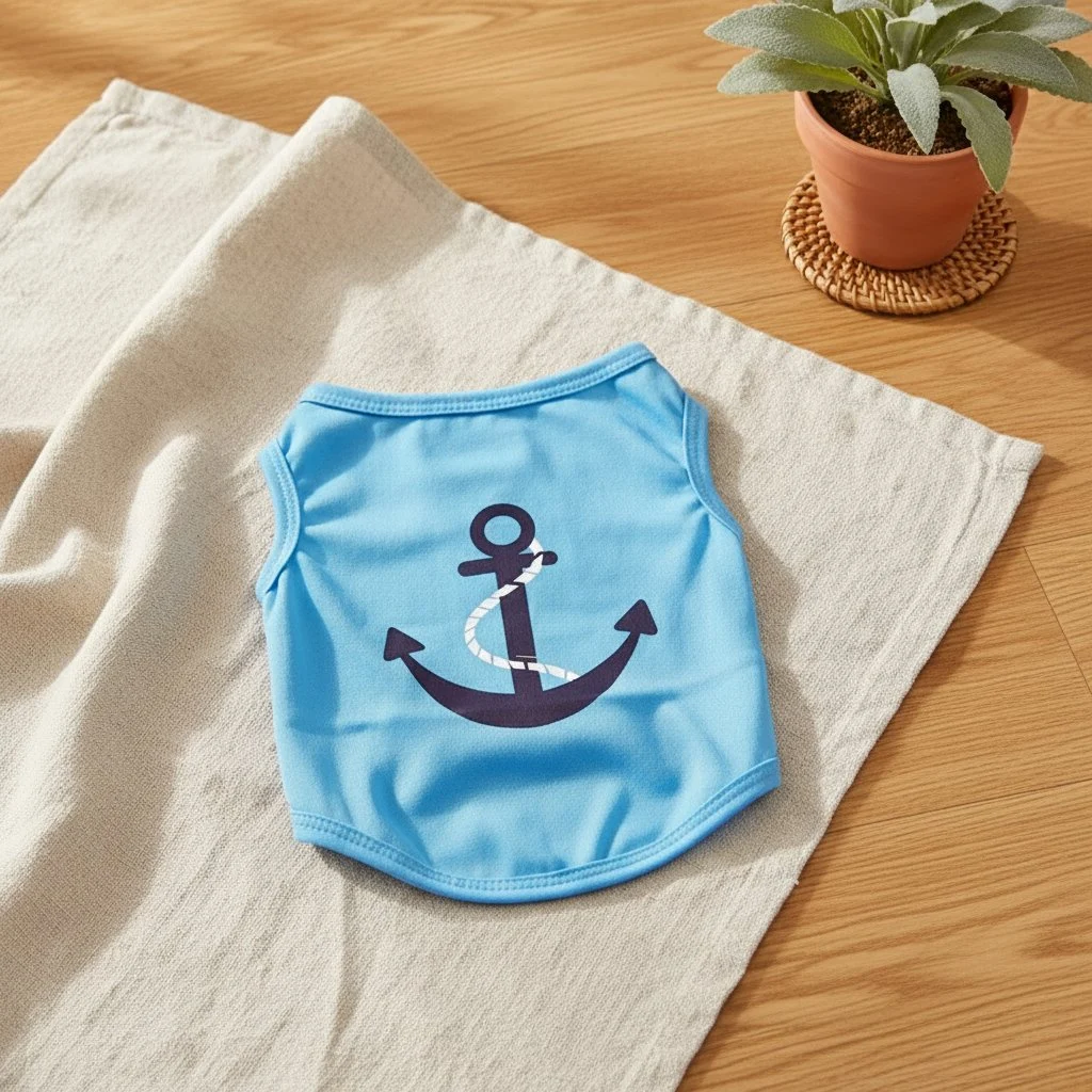 Kevyt koiran T-paita – merihenkinen design