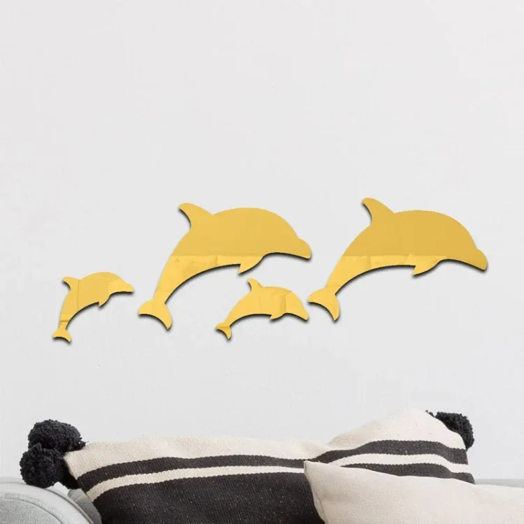 Koristepeilisarja 3D 4kpl/Set Dolphin Gold