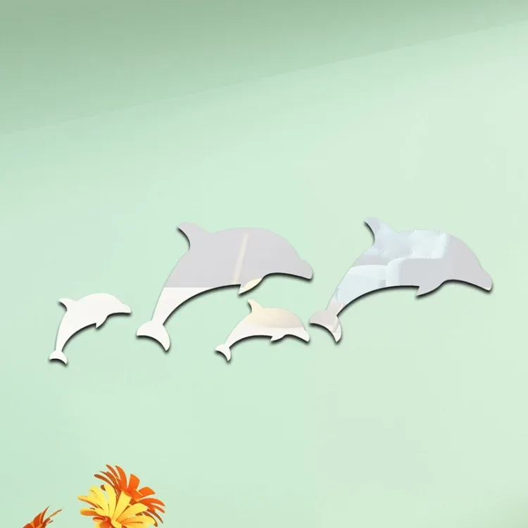 Koristepeilisarja 3D 4kpl/Set Dolphin Silver