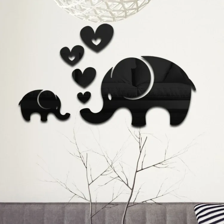 Koristepeilisarja 3D 6kpl/Set Elephant Black